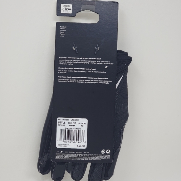 Nike Vapor Jet 8.0 Receivers Football Gloves Unisex Size S Black FZ7404-069 New - Picture 2 of 6